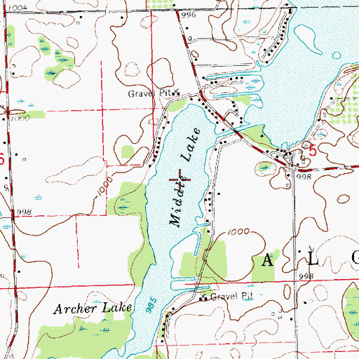 Topographic Map of Middle Lake, MI