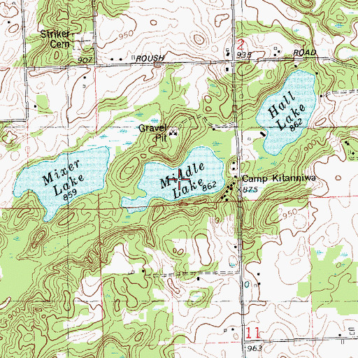 Topographic Map of Middle Lake, MI