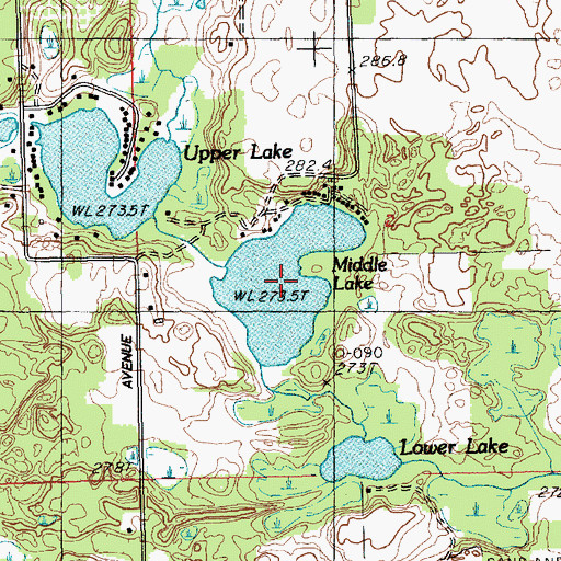 Topographic Map of Middle Lake, MI