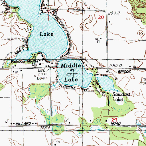 Topographic Map of Middle Lake, MI