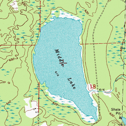 Topographic Map of Middle Lake, MI