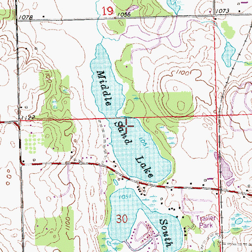 Topographic Map of Middle Sand Lake, MI