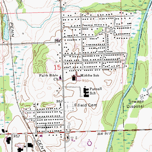 Topographic Map of Middle School, MI