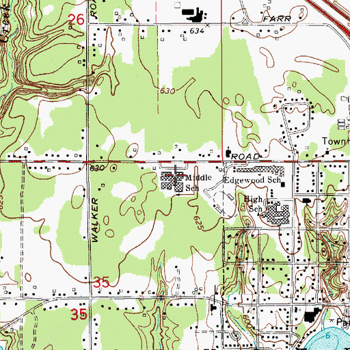 Topographic Map of Fruitport Middle School, MI