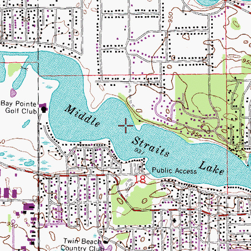 Topographic Map of Middle Straits Lake, MI