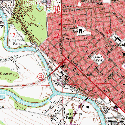 Topographic Map of Midland, MI