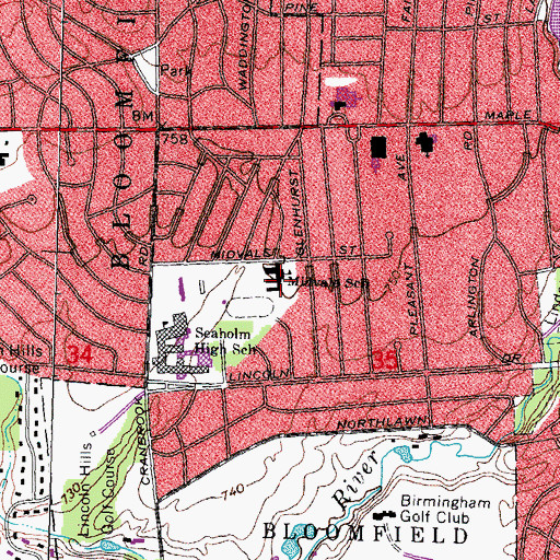 Topographic Map of Midvale School, MI
