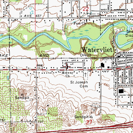 Topographic Map of Midway Church, MI