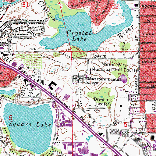Topographic Map of Midwestern Baptist College, MI