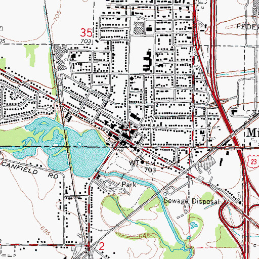 Topographic Map of Milan, MI