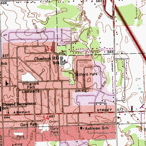 Topographic Map of Milford Park, MI