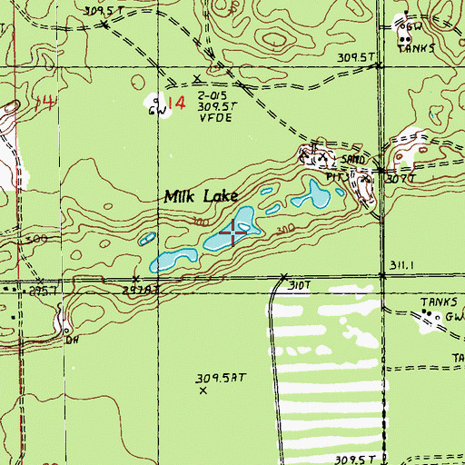 Topographic Map of Milk Lake, MI