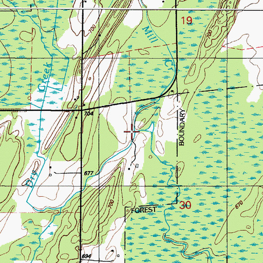 Topographic Map of Mill Creek, MI