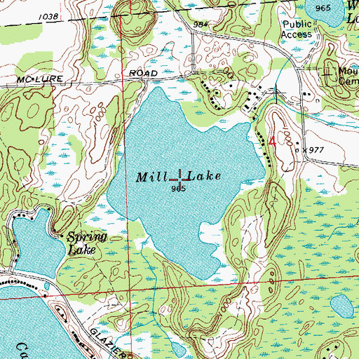 Topographic Map of Mill Lake, MI