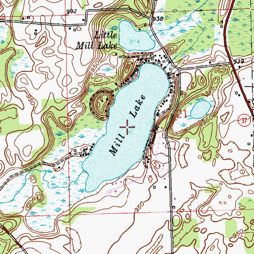 Topographic Map of Mill Lake, MI
