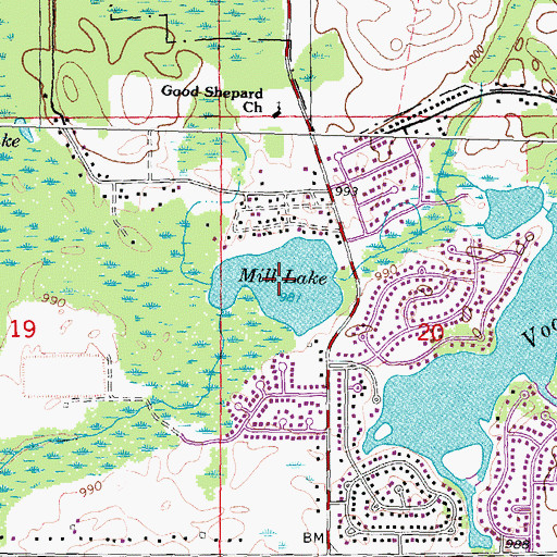 Topographic Map of Mill Lake, MI