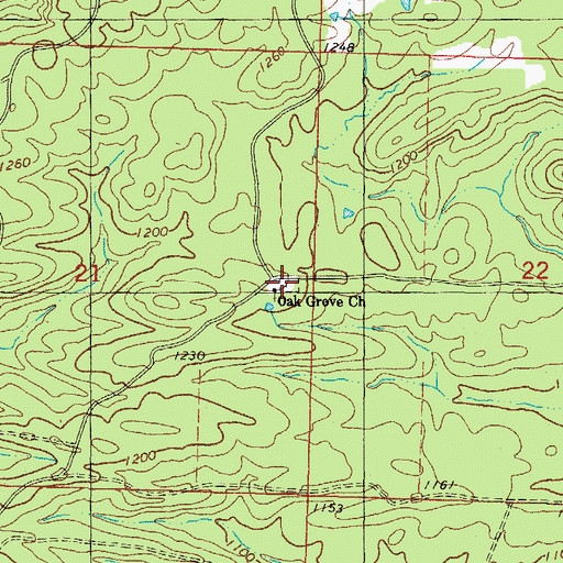 Topographic Map of Oak Grove Cemetery, AR