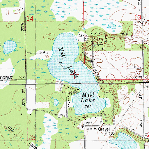 Topographic Map of Mill Lake, MI