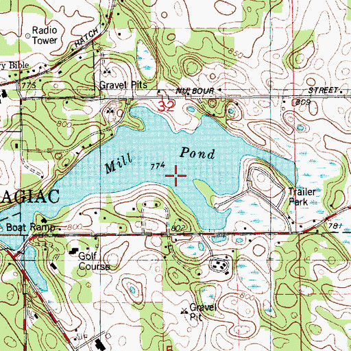 Topographic Map of Mill Pond, MI