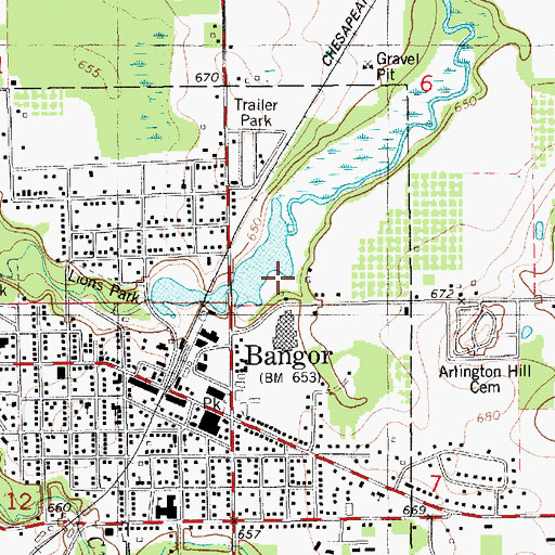 Topographic Map of Mill Pond, MI