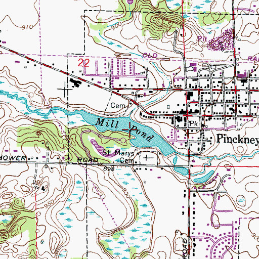 Topographic Map of Mill Pond, MI