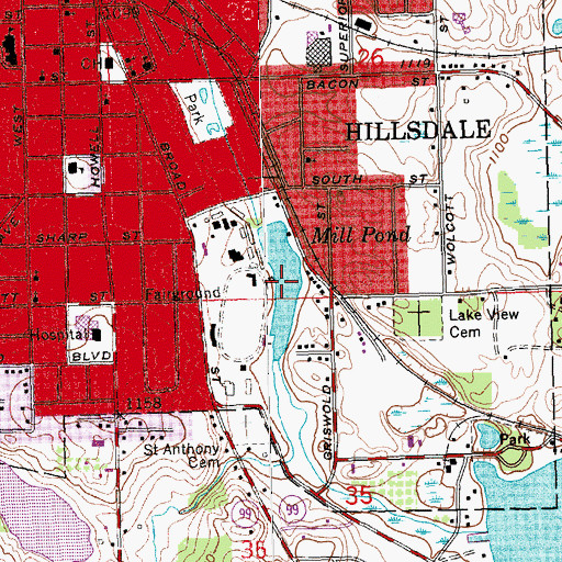 Topographic Map of Mill Pond, MI