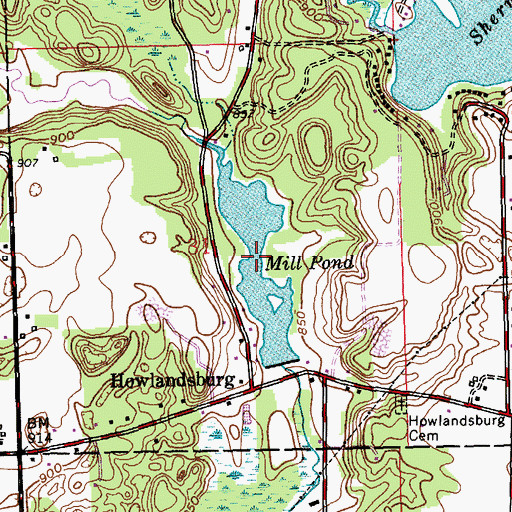 Topographic Map of Mill Pond, MI
