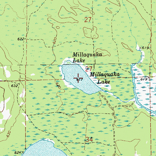 Topographic Map of Millaquaka Lake, MI
