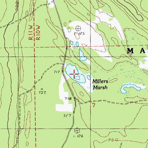Topographic Map of Millers Marsh, MI