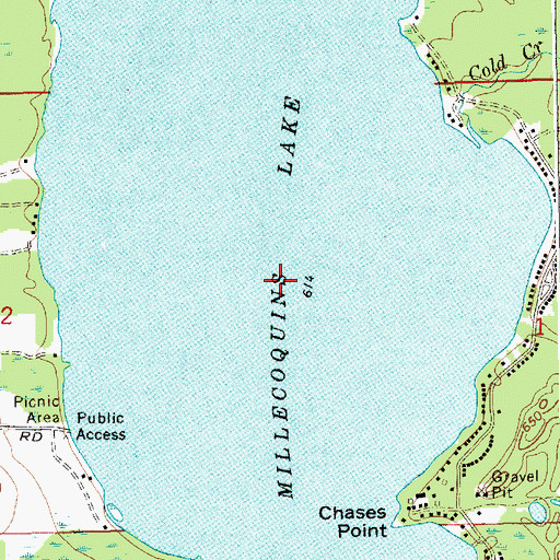 Topographic Map of Millecoquins Lake, MI
