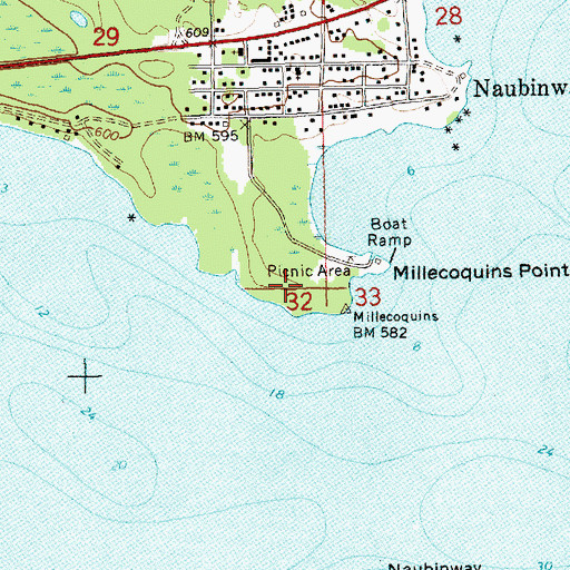 Topographic Map of Millecoquins Point, MI