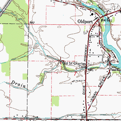 Topographic Map of Miller and Malosh Drain, MI