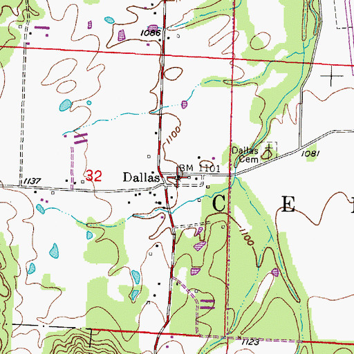 Topographic Map of Old Dallas Methodist Church, AR
