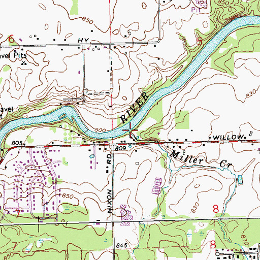 Topographic Map of Miller Creek, MI