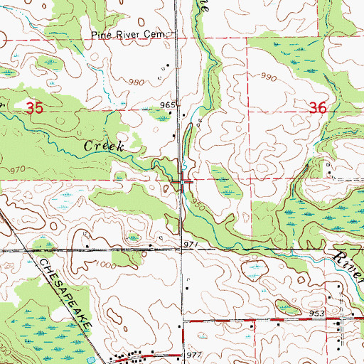 Topographic Map of Miller Creek, MI