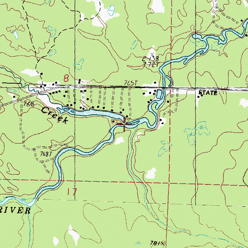 Topographic Map of Miller Creek, MI