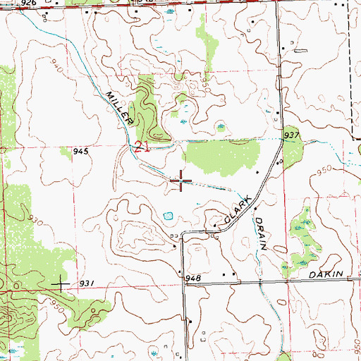 Topographic Map of Miller Drain, MI