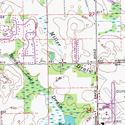 Topographic Map of Miller Drain, MI