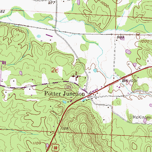 Topographic Map of Old Potter Presbyterian Church, AR