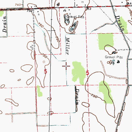 Topographic Map of Miller Drain, MI