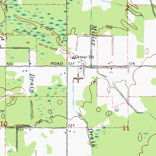 Topographic Map of Miller Drain, MI