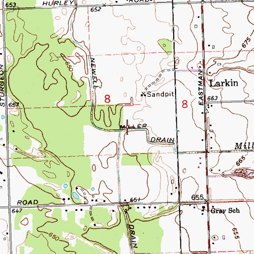 Topographic Map of Miller Drain, MI