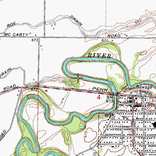 Topographic Map of Miller Drain, MI