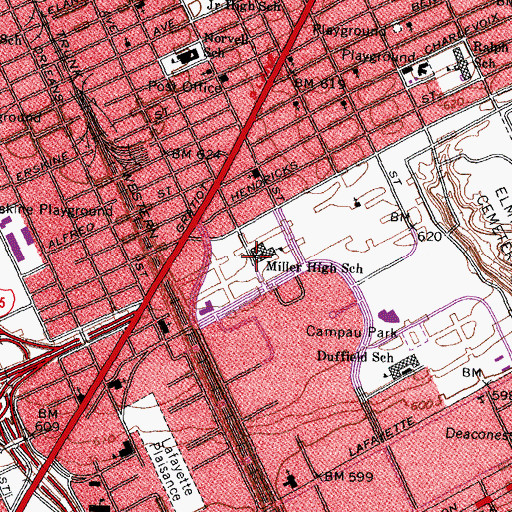 Topographic Map of Miller High School, MI