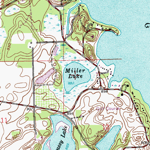 Topographic Map of Miller Lake, MI