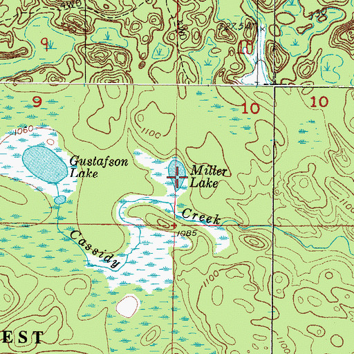 Topographic Map of Miller Lake, MI