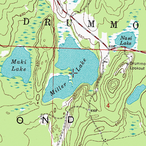 Topographic Map of Miller Lake, MI