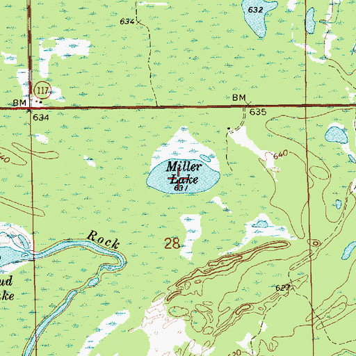 Topographic Map of Miller Lake, MI