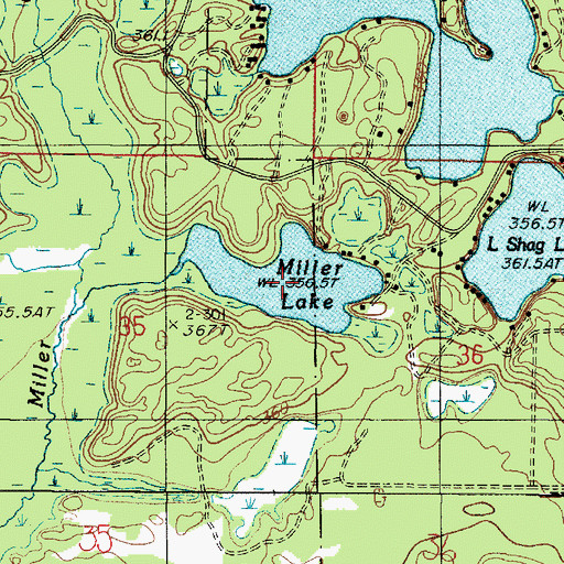 Topographic Map of Miller Lake, MI