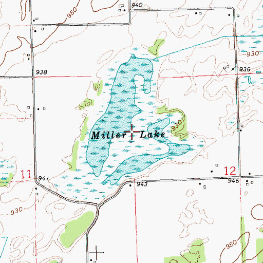 Topographic Map of Miller Lake, MI